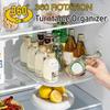Поворотный органайзер Lazy Susan для холодильника, вращающийся на 360 градусов, прямоугольный стеллаж для хранения, прозрачный поворотный стеллаж для кухонного шкафа