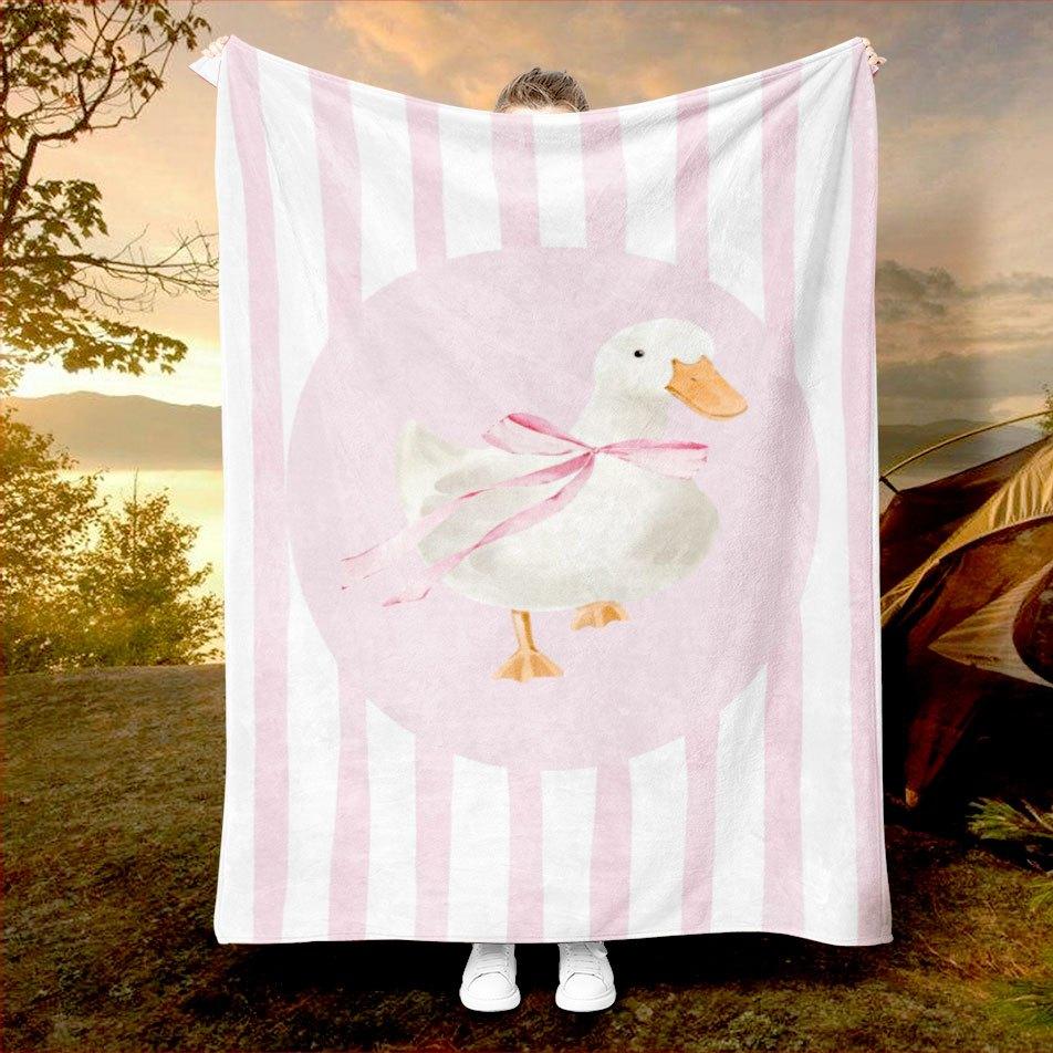 Pink Duck Delight Blanket Reversible Flannel Throw for Playful Comfort AllSeason Cute Companion Gift
