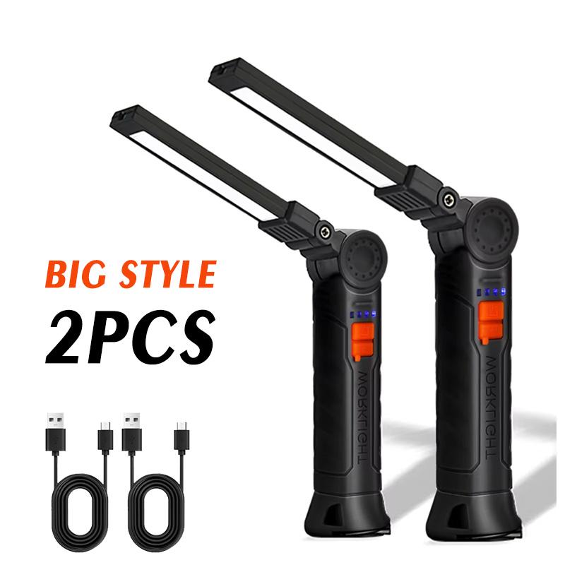 Rechargeable LED Flashlight Work Light Magnet&Hook, Waterproof Job Site&Security Light for Night Work Outdoor Camping Emergency