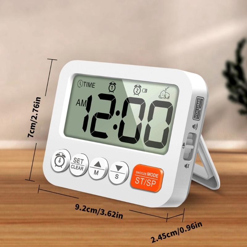 Digital Alarm Clock with Large Display, Two Alarm Functions, Up and Down Time Support, Magnetic Stand for Kitchen Desk Use Daily Indoors