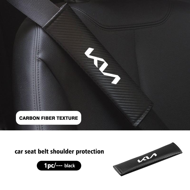 NAQF7 1/2Pcs Carbon Fiber Car Seat Belt Cover Shoulder Pad Protector Cover Safety Belt Padding Pad Cushion For KIA K5 Rio Ceed Rio K2