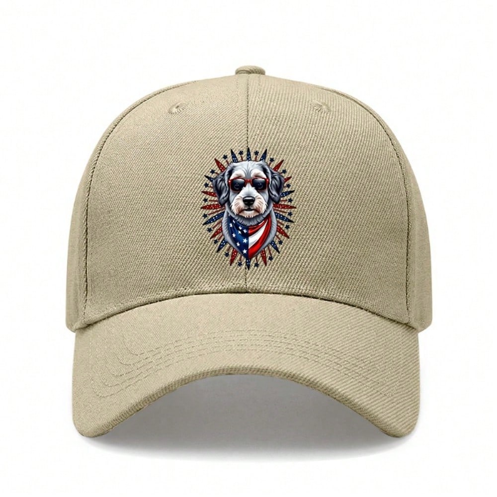 [Patriotic Baseball Cap] 2026  Unisex Dog With USA Flag Print Polyester Adjustable Breathable Sun Protection Casual Outdoor Sports Baseball Hat