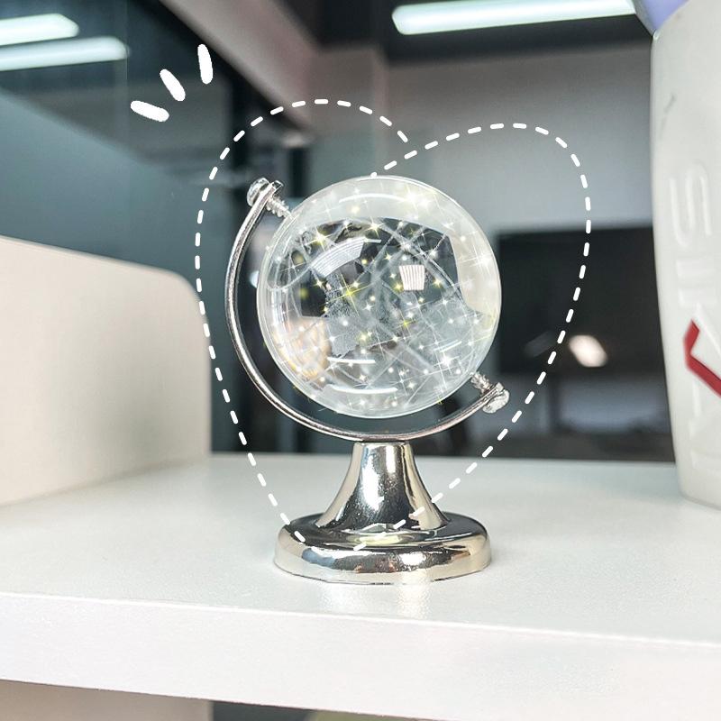 Ins Mini Globe Transparent Earth Globe Ball Glass Miniature Ornament Educational Toys Home Decor Gift Office Decoration