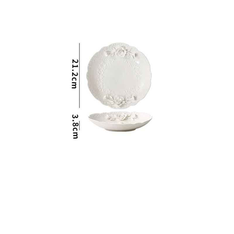 Керамическая тарелка с цветочным рельефом Завтрак Фруктовый салат Обеденные тарелки Отель Ресторан Западная тарелка Кухня Десертная тарелка Столовые приборы