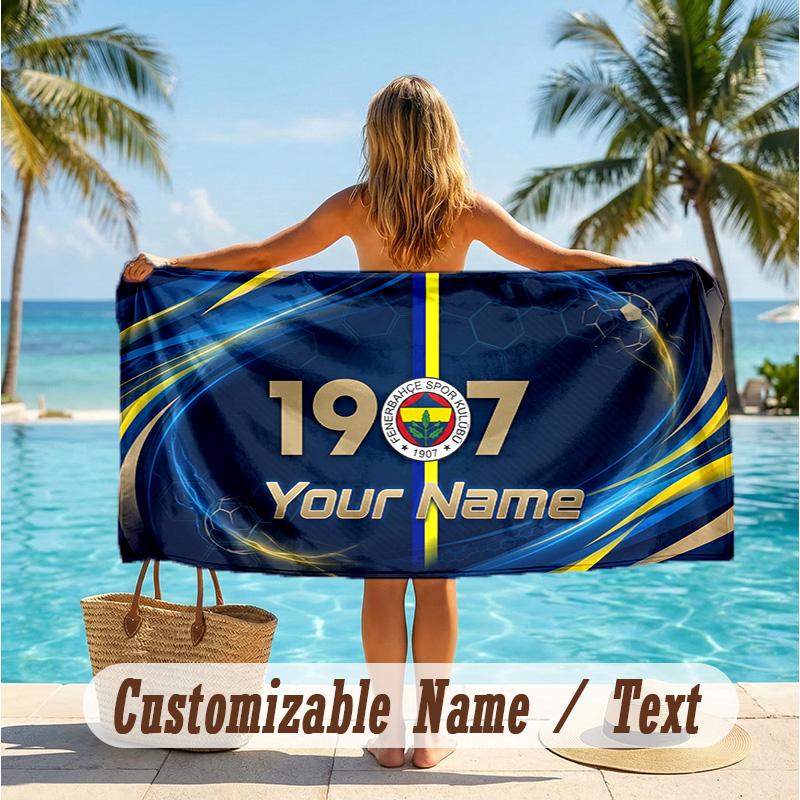 Custom Text Beach Towel, Soft Absorbent Swimming Multi-use TowelFenerbahçe FC