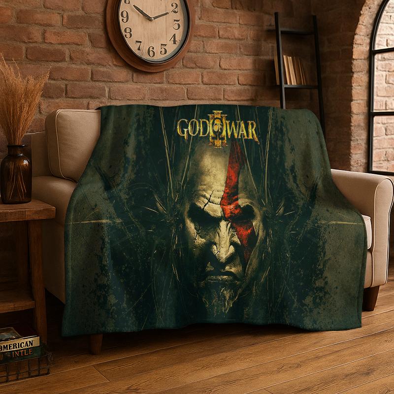 Ретро Игра God of War Кratos Фланелевое Одеяло Мягкое Теплое Плед для Спальни Гостиной Кровати Путешествий Кемпинга Пикника Подарок
