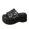 High Platform Flip-Flops Women's Summer Casual Slippers Crystal 8CM Wedge Slides Bling Chunky Sandals Open Toed Beach Slippers