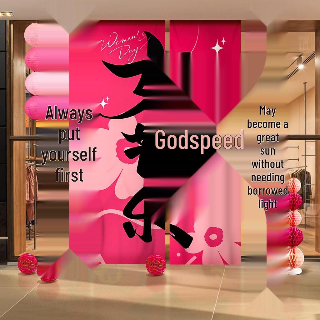 Women's Day Hanging Photo Banner - March 8th Goddess Decoration Fabric Banner