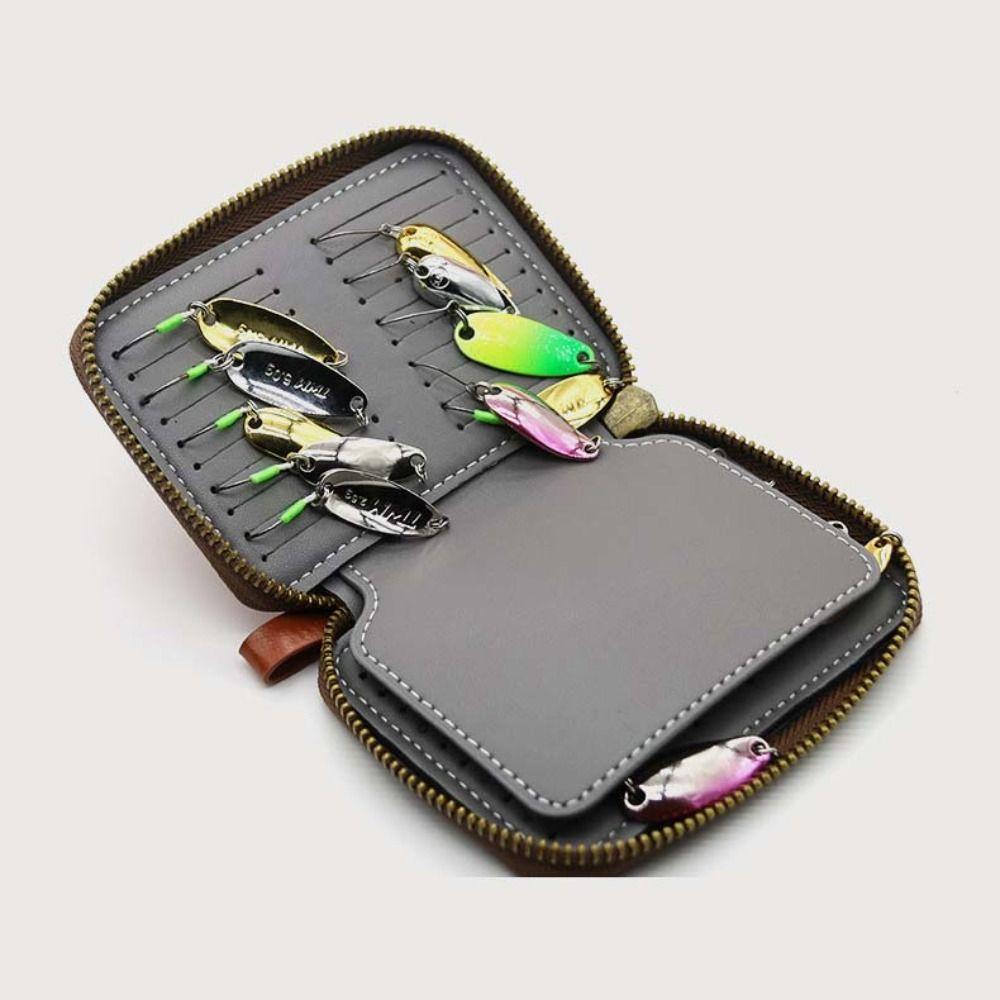 PU Leather Lure Wallet Bag Carrying Case Fishing Bag Outdoor Sports Jig Spinner Bag  Tackle Bag