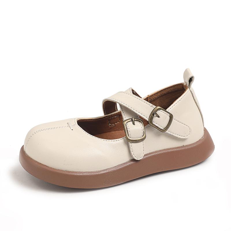 Повседневная кожаная обувь для девочек, мягкая подошва, нескользящая, детская обувь на плоской подошве, принцесса, детская обувь в британском стиле с мелким крестом, все подходящие