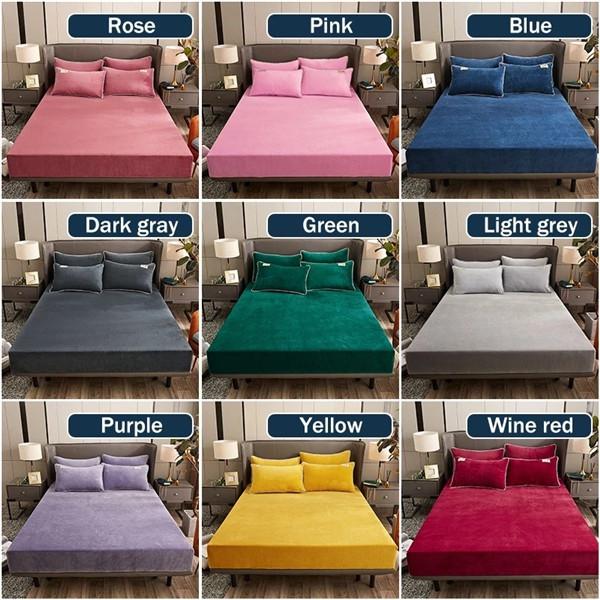 Winter Super Soft Fleece Bed Sheet Warm Fitted Sheet Set Twin Queen Flannel Mattress Protector Cover Bedding Thick Sheets