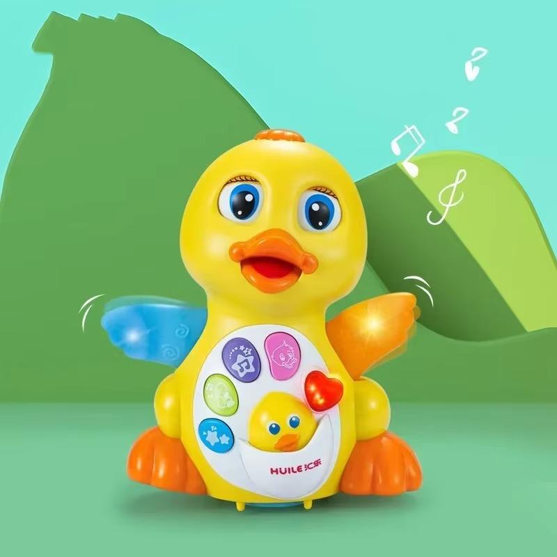 Игрушки для обучения лазанию для малышей 1 шт., большая желтая утка, универсальная, со звуком и светом для ходьбы, музыка, детские игрушки для раннего развития
