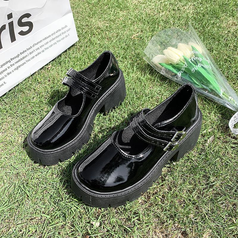 Туфли Мэри Джейн женские осень и зима 2025 года новые туфли на круглой платформе с одним ремешком и круглым каблуком модные универсальные туфли на высоком каблуке