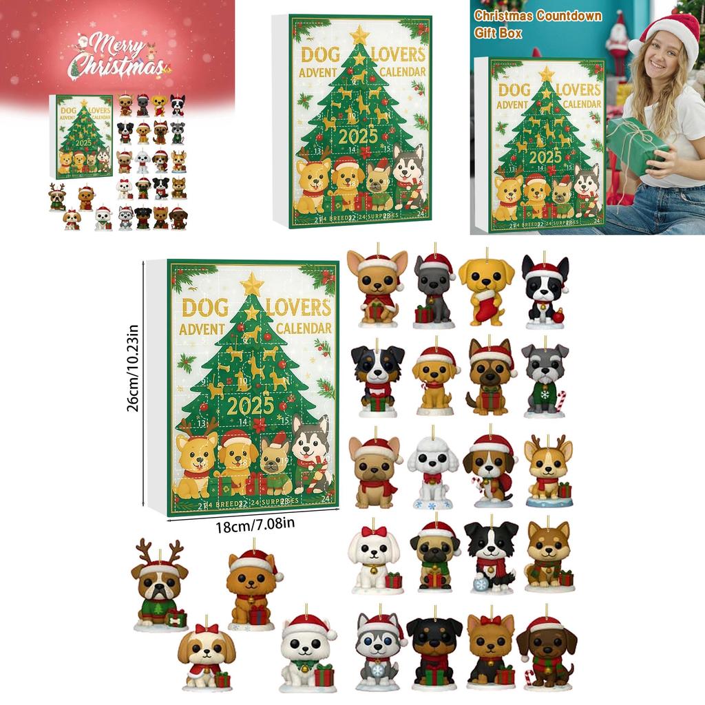 Christmas Dog Lover Advent Calendar With Acrylic Tree Ornaments For Holiday Celebration