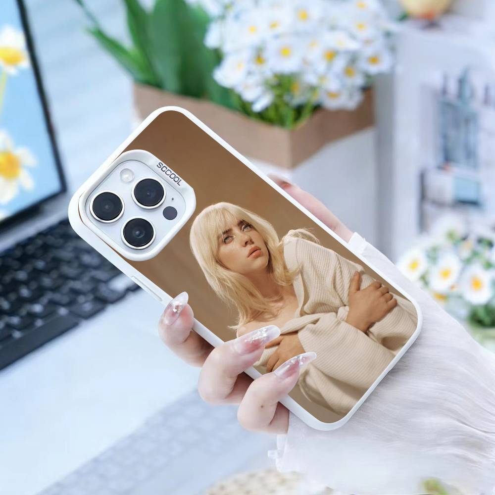 Чехол для телефона S-Singer B-Billie Eilish Для iPhone17, 16,15,14,13,12 Pro Max белый Конфетный Матовый Ударопрочный Чехол