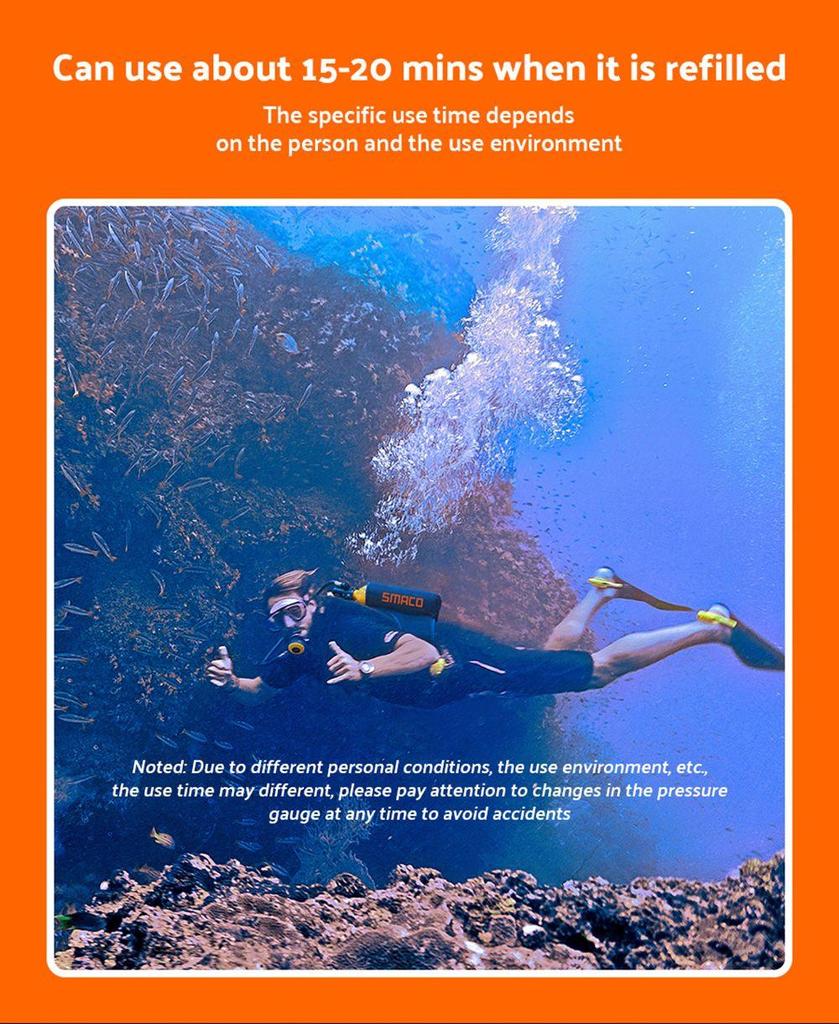 SMACO S400 1L Mini Scuba Diving Balloon с сертификатом DOT, время использования 15-20 минут, 1L Portable Bag - зеленый
