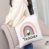 Teacher Powered by Coffee Printed Tote Bag Women Shopping Bag Harajuku Shopper Handbag College Shoulder Bag Gift Lady Canvas Bag