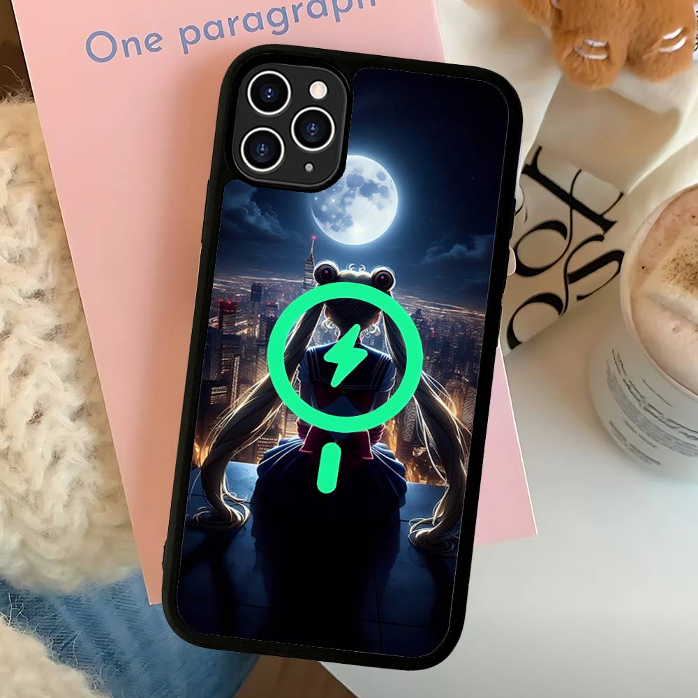 Чехол для телефона с магнитом в стиле аниме S-Sailors Moon Для IPhone 16 15 14 13 12 11 17 Pro Max Plus Крышка для беспроводной зарядки