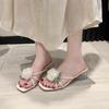 Korean Version of Fairy Style Elegant and High-end Rose Slippers Spring and Summer New Models with Skirts To Increase Height and Show Legs Long Slipp
