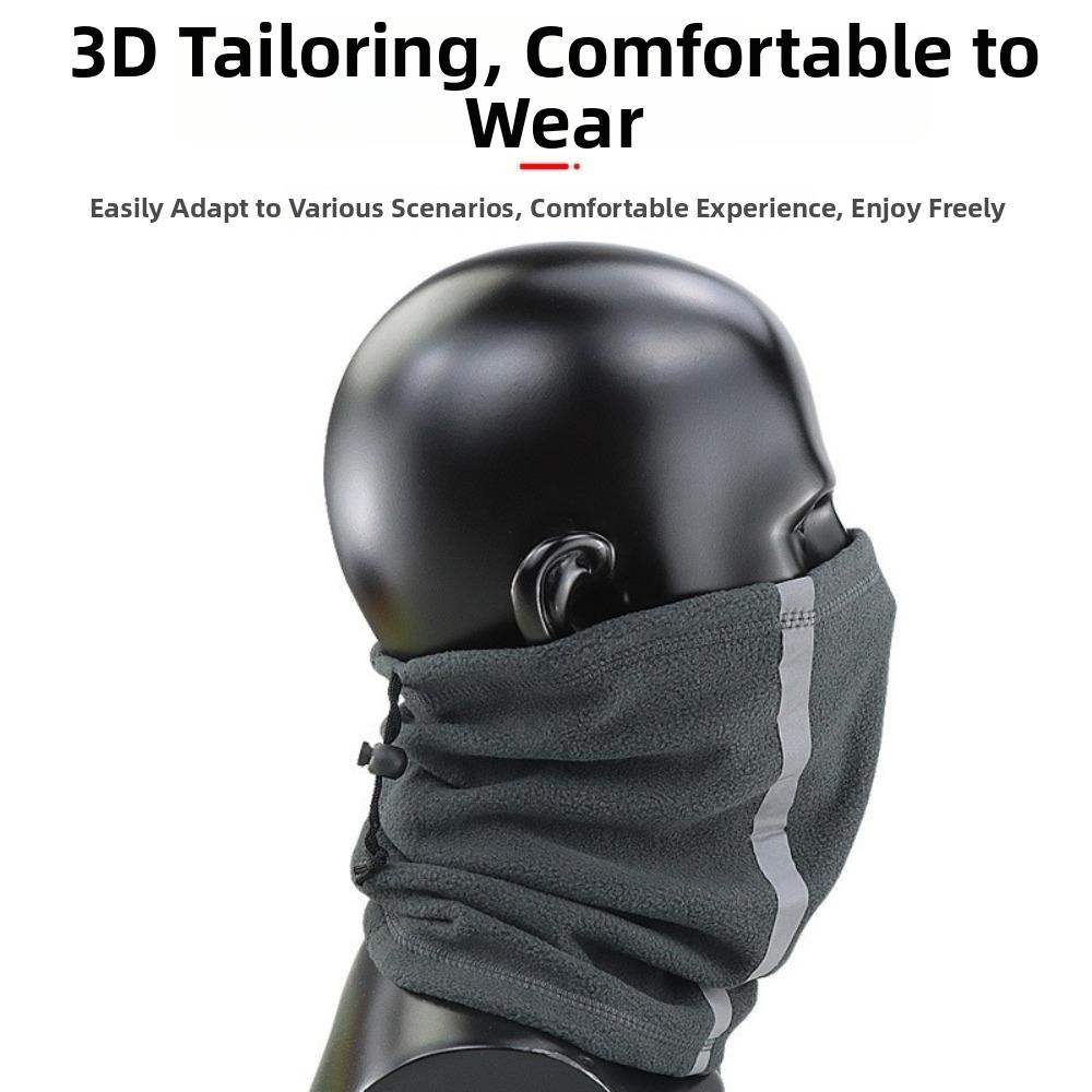 Polar Fleece Winter Neck Warmer Adjustable Drawstring Half Face Cover Night Riding