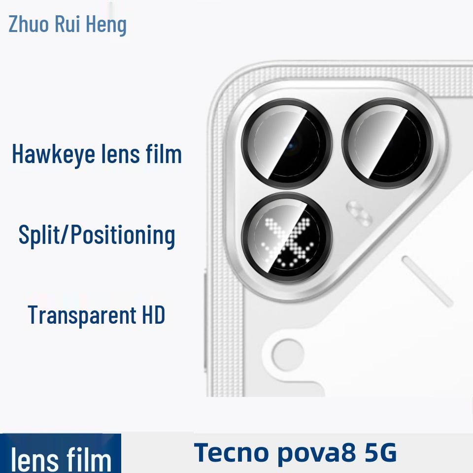 Tecno Pova 8 5G HD Матовое закаленное стекло с защитой от подглядывания с прозрачным протектором линзы с инкрустацией бриллиантами 'Глаз орла'
