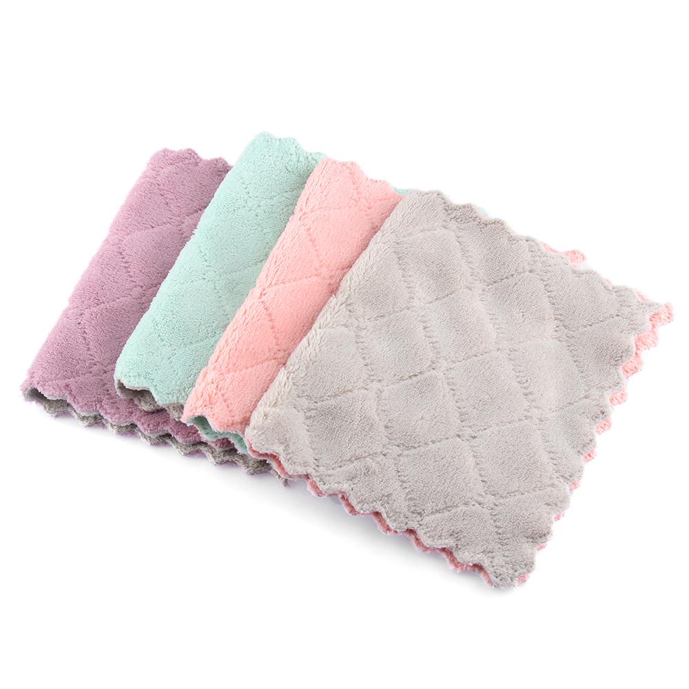 Tableware Household Microfiber Kitchen Scouring Pad Non-stick Oil Rags Clean Cloths Cleaning Towel