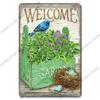 Винтажный приветственный плакат, металлические жестяные знаки, цветы, птицы, автомобиль, металлическая доска, настенный декор для кафе, дома, сада, фермы, пляжной хижины