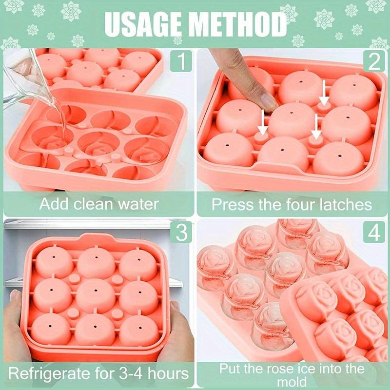 Rose Shape Ice Cube Tray - Food - Grade Silicone, Suitable for Freezer Drinks, Kitchen Accessories & Apartment Essentials
