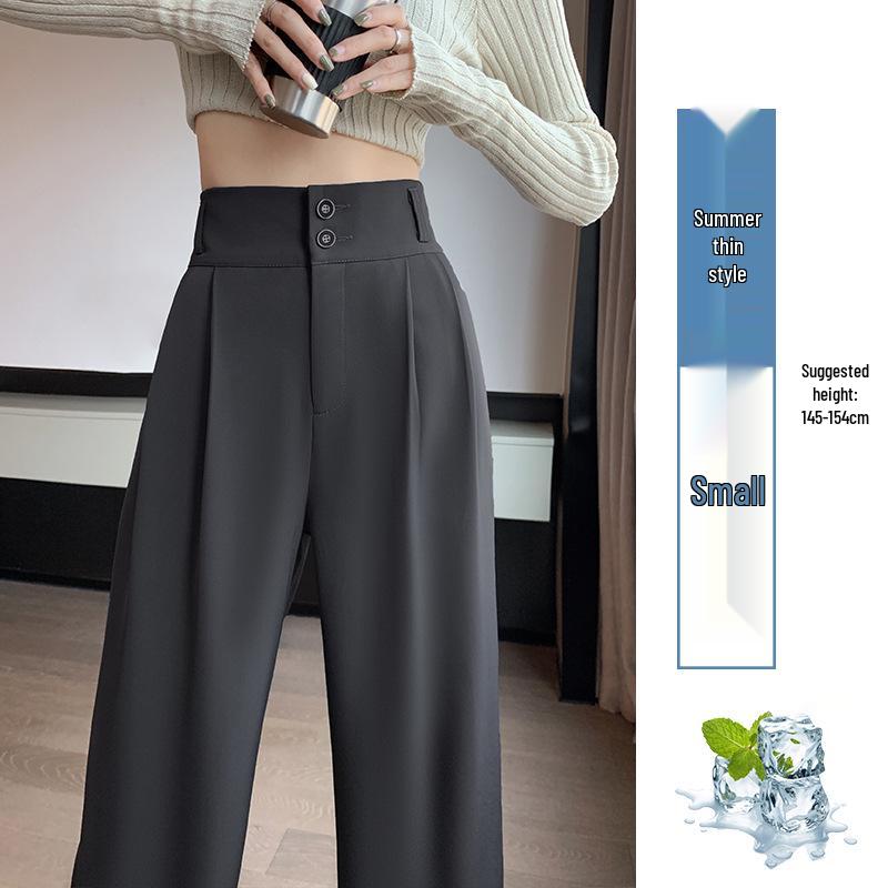 Женские черные брюки с высокой посадкой и широкими штанинами, 2025: Стройнящий, Драпированный, Повседневный, Весенне-осенний стиль