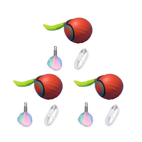 3 шт. Интерактивная катящаяся игрушка для кошек с двойной регулировкой скорости, умный мяч с плюшевым хвостом, перезаряжаемая через USB, дразнилка для кошек и собак, живущих в помещении