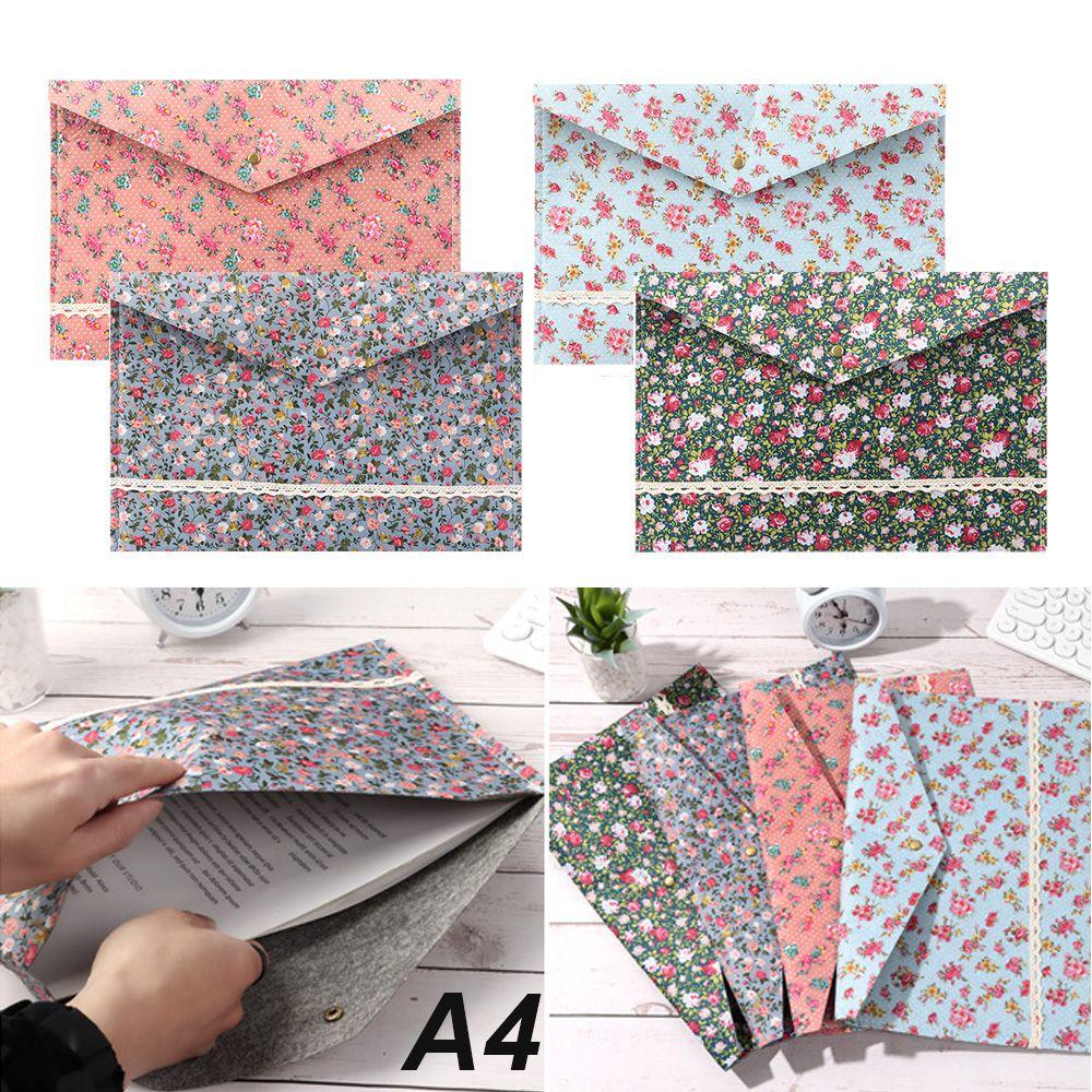 Elegant Portable Organizer Floral Document Bag Paper Holder Canvas Felt File Briefcase File Folder