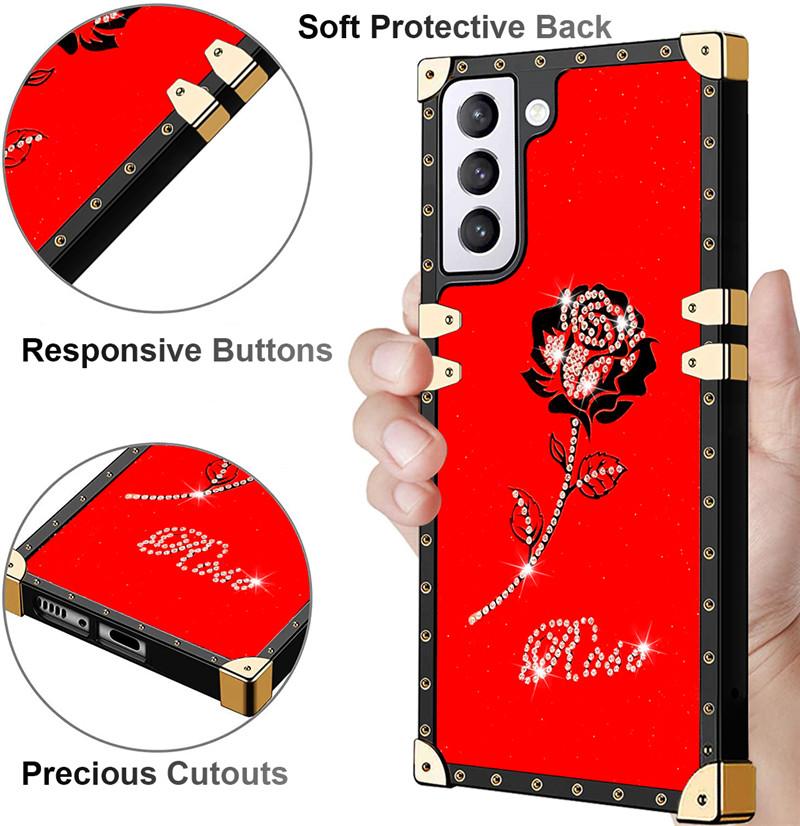 Чехол-подставка с розой для Samsung Galaxy S22 S21 S20 FE Lite S10 E S9 S8 Note 9 10 20 Ultra Plus A73 A53 A33 A23 A13 A72 A52, чехол для телефона с кольцом