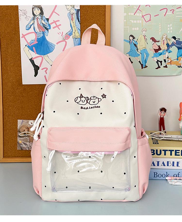 Japanese Anime Style Cute Girl Lightweight Backpack with Large Capacity and High-Value Brooch for Elementary Students