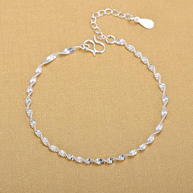 Стерлингового Серебра 925 пробы, квадратная пряжка, 10 мм, боковая цепочка, однотонный браслет для женщин и мужчин, очаровательный подарок на вечеринку, свадебные модные украшения