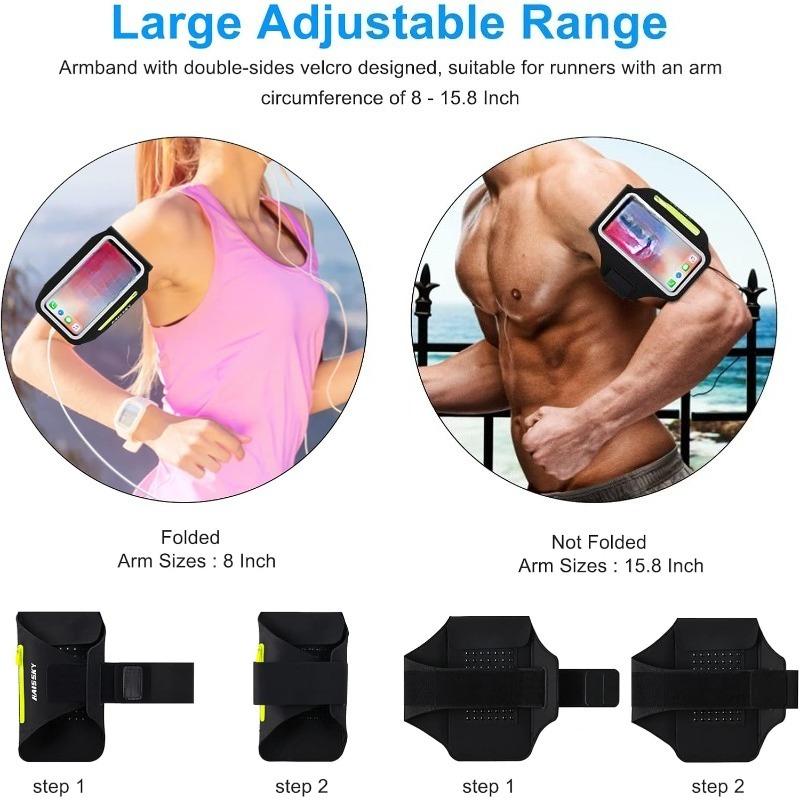 HAISSKY Running Sports Armband With Headphones Zipper Bag For iPhone 17 16 5 14 13 12 Pro Max 16 Plus 16E Wrist Arm Band Holder 6