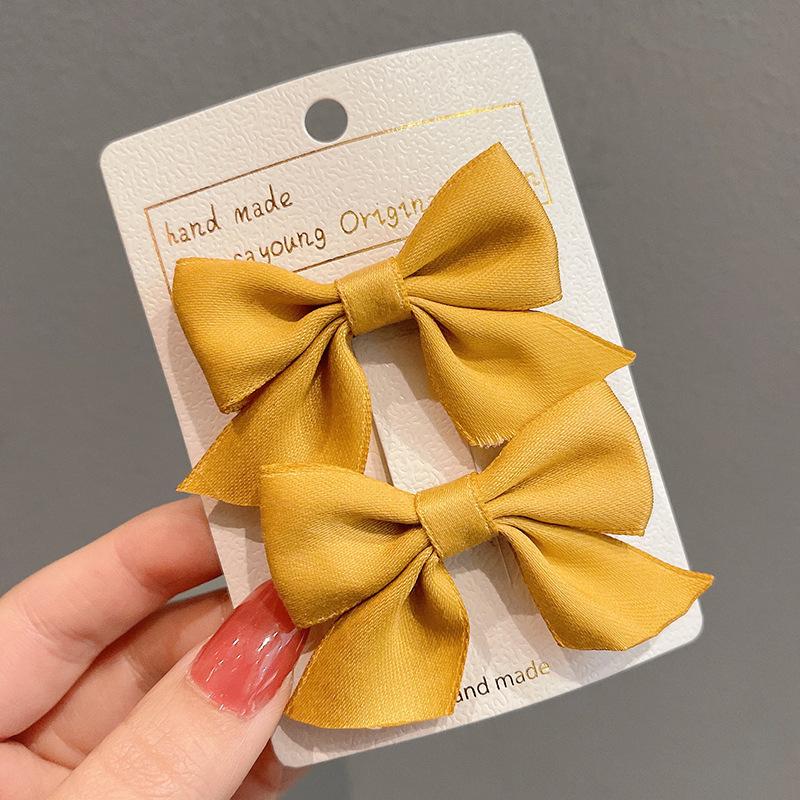 YANRONG Solid Color Bow Hair Clips For Gilrs Cute Sweet Hairpins Fashion Headbands Hair Accessories Barrettes For Kid Headdress