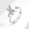 Animal Hummingbird Spinning Anxiety Ring For Women Fidget Metal Spinner Anti Stress Rotating Ring Zircon Gifts Anillos Mujer