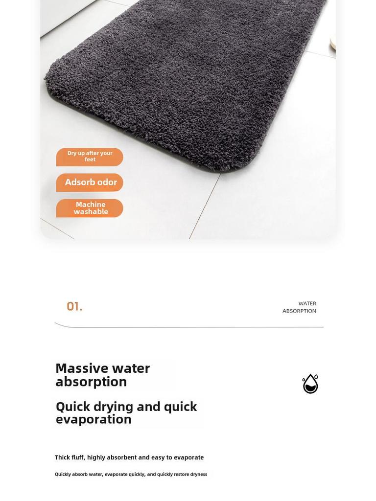 Plush Absorbent Non-Slip Bathroom Floor Mat