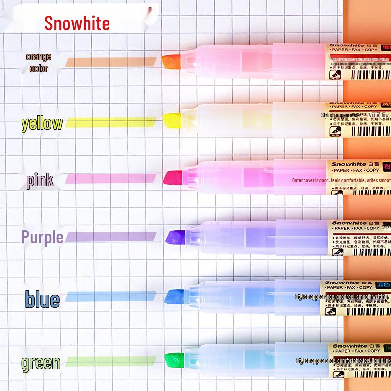 Snowhite Fluorescent Highlighter Pen Set