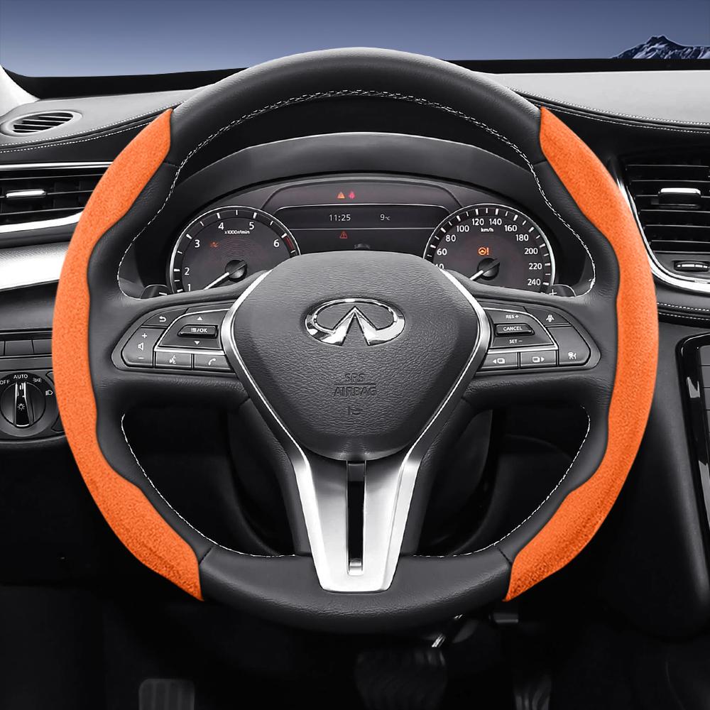 Bpzsw1 Подходит для рулевого колеса Infiniti Sports из замшевой кожи со съемной конструкцией на кнопках для моделей, таких как Q50 Qx50 Qx55