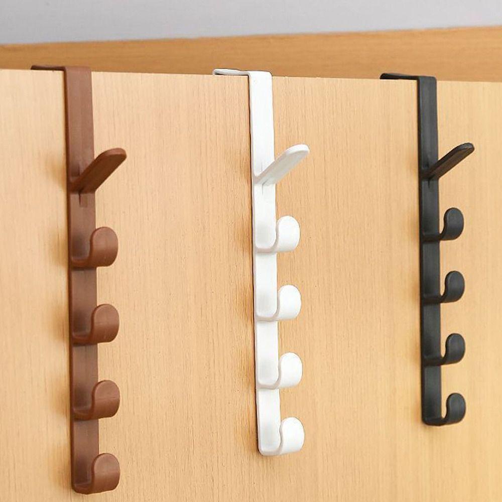 Traceless Door Hanger Hooks 5 Hooks Hanging Rack New Coat Hook for Clothes Bag Caps Purse