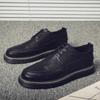 Fashion Brogues Men Casual Shoes Flat Thick Sole Male Footwear Black Genuine Leather Shoes