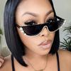 2023 Semi-Rimless Rhinestone Sunglasses - New Trendy European & American Street Style, Internet Celebrity-Inspired