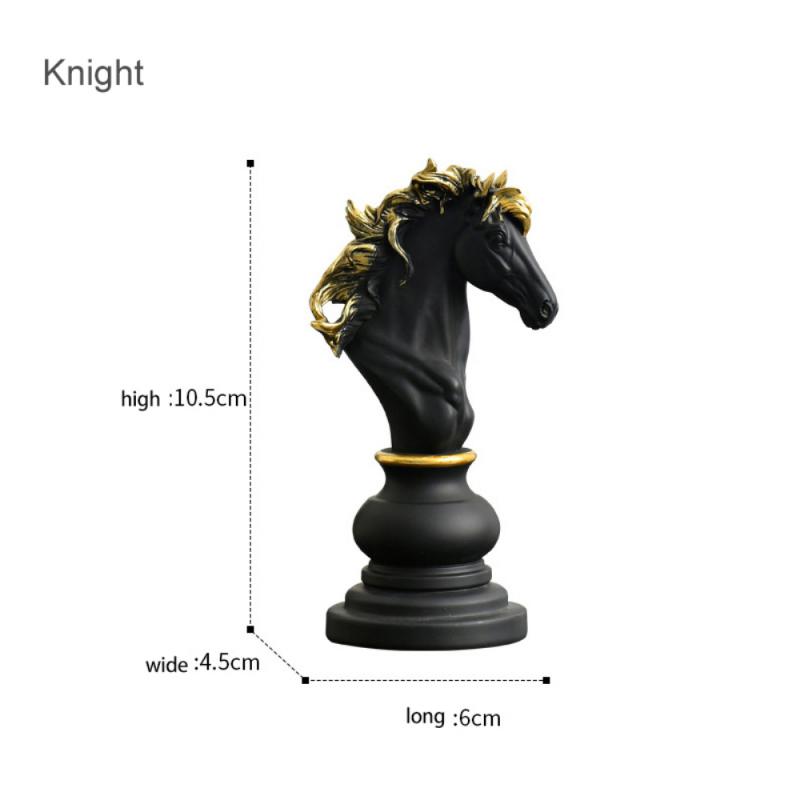 Креативная черно-белая статуя, шахматный декор, ретро смола, шахматные фигурки, статуя, украшение для офиса, дома, подарки, шахматное украшение