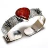 Ювелирный браслет-манжета ручной работы с драгоценным камнем Red River Jasper 925 пробы, посеребренный