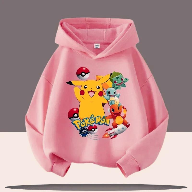 Pokémon Pikachu Children's Sports Hoodie Cute and Stylish Street Style for Girls, Warm Suitable for Everyday Wear for Boys Top