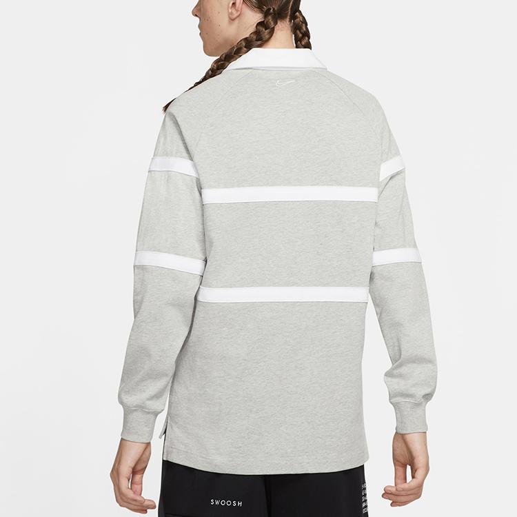 Nike Swoosh Logo Fitted Polo Shirt Men Tops Grey CV0170-063