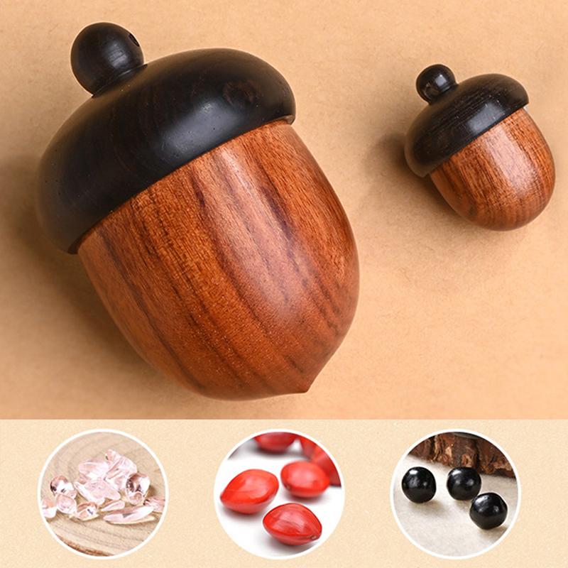 6.6*4.5Cm Pill Box Case Solid Wood Bottle Holder Wooden Rescue Container Pendant