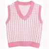 Women's Casual V-Neck Pullover Shirt Collision Color Sleeveless Sweater Vest