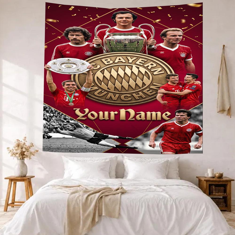 Fuballclub Bayern Mnchen Ev Custom Your Name Wall Decor Tapestry Art For Pet Memorial Birthdaywedding Party Backdrop Family Gift